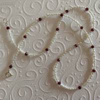 Perlenkette mit facettiertem Granat, Geschenk für Frauen, Brautschmuck, Home Office, Handarbeit aus Bayern Bild 5