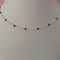Perlenkette mit facettiertem Granat, Geschenk für Frauen, Brautschmuck, Home Office, Handarbeit aus Bayern Bild 6