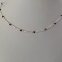 Perlenkette mit facettiertem Granat, Geschenk für Frauen, Brautschmuck, Home Office, Handarbeit aus Bayern Bild 8