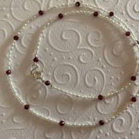 Perlenkette mit facettiertem Granat, Geschenk für Frauen, Brautschmuck, Home Office, Handarbeit aus Bayern Bild 9