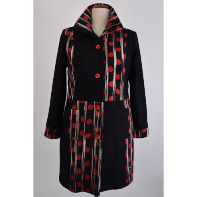 Ein besondere Damen Mantel | Schwarz/Rot |