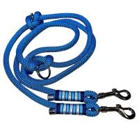 Hundeleine und Halsband Set, beides verstellbar, blau, dunkelblau, hellblau, silber, Leder und Schnalle, 10 mm Stärke Bild 3