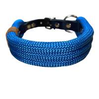 Hundeleine und Halsband Set, beides verstellbar, blau, dunkelblau, hellblau, silber, Leder und Schnalle, 10 mm Stärke Bild 6