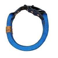 Hundeleine und Halsband Set, beides verstellbar, blau, dunkelblau, hellblau, silber, Leder und Schnalle, 10 mm Stärke Bild 8