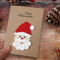 Weihnachtskarte Nikolaus, Grusskarte Weihnachtsmann, Klappkarte handgemacht, Geldgeschenk Bild 1