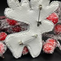 Brosche Schmuck aus Glasperlen Perlen Handarbeit Weihnachtsschmuck Bild 5