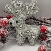 Brosche Schmuck aus Glasperlen Perlen Handarbeit Weihnachtsschmuck Bild 6