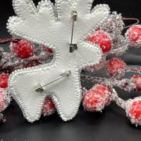 Brosche Schmuck aus Glasperlen Perlen Handarbeit Weihnachtsschmuck Bild 9