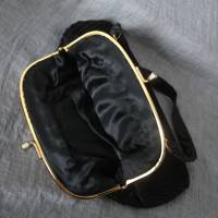 elegante Vintage Handtasche schwarze Seide Bild 4