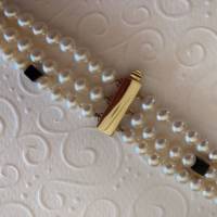 Perlenkette mit Onyx dreireihig, mehrreihige Perlenkette, Kastenschloss, Geschenk für Frauen, Handarbeit aus Bayern Bild 3