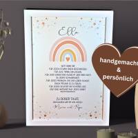 Taufgeschenk personalisiert für Mädchen - Patenbrief - Taufe Poster Regenbogen - Bilderrahmen mit Namen - Geschenk Bild 3
