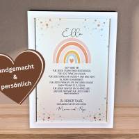 Taufgeschenk personalisiert für Mädchen - Patenbrief - Taufe Poster Regenbogen - Bilderrahmen mit Namen - Geschenk Bild 7