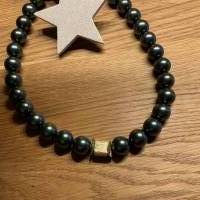 Wunderschöne handgefertigte Peacock grüne Perlenkette , Halskette mit grünen Perlen,Extravagante Perlenkette,Geschenk Bild 7