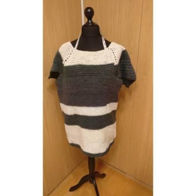 Pullover Kurzarm, Erwachsen Größe, handgehäkelt, Größe 48/52, Panda Bärchen