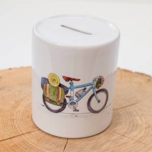Spardose mit Fahrrad, "Rad-Reisekasse", ein tolles Geschenk, personalisierbar Bild 4