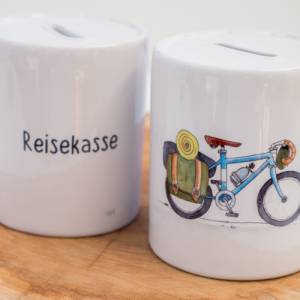 Spardose mit Fahrrad, "Rad-Reisekasse", ein tolles Geschenk, personalisierbar Bild 9