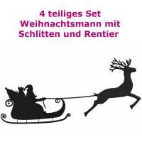 4 tlg. Stickdatei Weihnachtsmann Schlitten 13x18 / 16x26 / 18x30 / 20x30 / 20x28 Winter Weihnachten Advent Bild 1