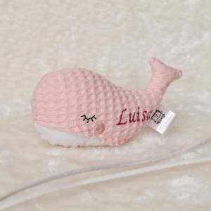 Wal-Kissen Rosa aus Waffelpique - personalisierbares Geschenk zur Geburt Bild 7