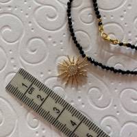 Onyxkette mit Sonnenanhänger: Messing mit Zirkonia und 18 ct. Vergoldung, Geschenk für Frauen, Handarbeit aus Bayern Bild 2