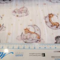 Stenzo Musselin Double Gauze Gaze  Baumwolle Wildtiere auf Wolken offwhite (1m/11,-€) Bild 3