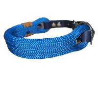 Hundehalsband, verstellbar, mittelblau, Leder blau und Schnalle Bild 3