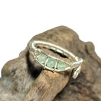 925er Silber Ring handgemacht mit Jade pastell im Spiralring wirework Daumenring Bild 1