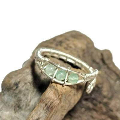 925er Silber Ring handgemacht mit Jade pastell im Spiralring wirework Daumenring