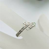925er Silber Ring handgemacht mit Jade pastell im Spiralring wirework Daumenring Bild 4