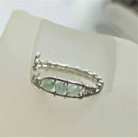 925er Silber Ring handgemacht mit Jade pastell im Spiralring wirework Daumenring Bild 5