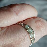 925er Silber Ring handgemacht mit Jade pastell im Spiralring wirework Daumenring Bild 6