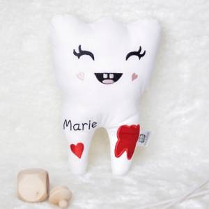 Zahn Kissen - personalisierbar mit Namen, individuelle Geschenkidee für Kinder - Zahnfee mit Kuschelfaktor Bild 4