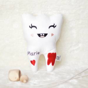 Zahn Kissen - personalisierbar mit Namen, individuelle Geschenkidee für Kinder - Zahnfee mit Kuschelfaktor Bild 8