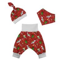 Baby Frühchen Jungen Pumphose "Dinos im Weihnachtsfieber" ab Gr. 38-40 Geschenk Geburt Weihnachten Bild 2