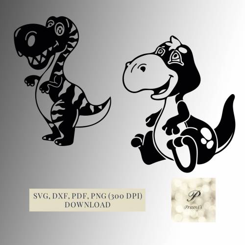 Plotterdatei Süßes Dinosaurier Set SVG Dateien für Cricut, lustige Dino Designs in den Formaten svg, png, dxf, pdf