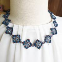 Halskette blau-türkise Vierecke Bild 2