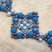 Halskette blau-türkise Vierecke Bild 3