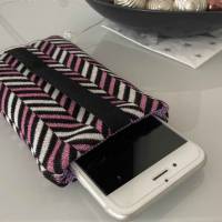 Handytasche, Smartphonehülle schwarz, pink, Glitzer Bild 5