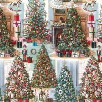 Bomo Art * Geschenkpapier The Luckiest Christmas Trees, 5 Bogen mit nostalgischen Weihnachtsbäumen Bild 1