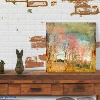 INDIAN SUMMER Wandbild auf Holz Leinwand Print Wanddeko Landhausstil Landschaft Kraniche Baum Vintage ShabbyChic kaufen Bild 2