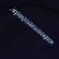 dunkelblauer Damen-Krawattenschieber mit eingearbeiteten silberfarbenen Perlen Bild 1