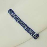 dunkelblauer Damen-Krawattenschieber mit eingearbeiteten silberfarbenen Perlen Bild 4