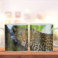 Kaffeetasse mit tollem Leopard Motiv und Spruch, wunderschöne Tasse als perfekte Geschenkidee, spülmaschinenfeste Tasse Bild 1