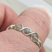925er Silber Ring handgemacht mit Labradorit khaki pastell im Spiralring wirework Daumenring Bild 4