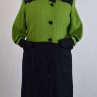 Ein ausgefallener Damen Mantel lang | Woll & Spitzen | Grün/Nachtblau| Bild 1