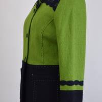 Ein ausgefallener Damen Mantel lang | Woll & Spitzen | Grün/Nachtblau| Bild 3