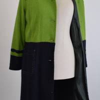 Ein ausgefallener Damen Mantel lang | Woll & Spitzen | Grün/Nachtblau| Bild 5
