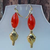 Ohrringe rot-gold | Böhmisches Glas mit Blütenperlen Bild 1