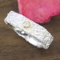 Ring aus Silber 925/-mit Brillant, Knitterring, ca 6 mm Bild 1