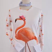 Langarm Shirt | Flamingo in Weiß | Bild 1