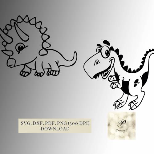 Plotterdatei Süßes Dinosaurier Set SVG Dateien für Cricut, lustige Dino Designs in den Formaten svg, png, dxf, pdf